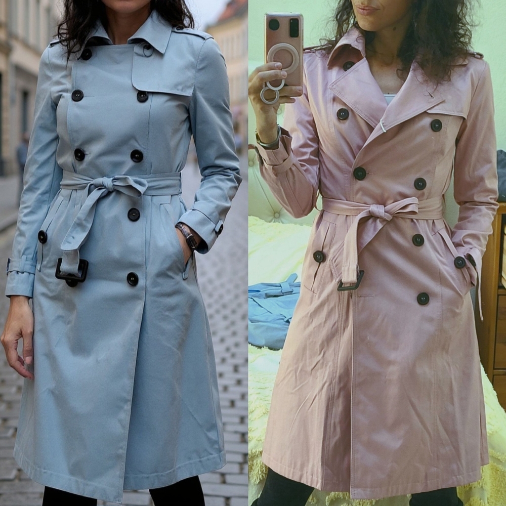 NWT Dusty Rose Pink Double-Breasted Trench Coat